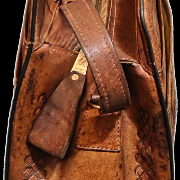 Vintage Hand Tooled Leather Shoulder Bag - Aztec Calendar & Eagle - Western - Picture 8 of 9
